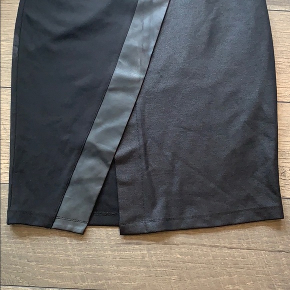 Black dress with faux leather trim - Picture 5 of 12